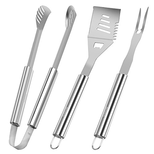 Homdox Grilling Tool Set - Stainless Steel BBQ Grill Tool Set 3 Pieces Include Spatula Tongs and Fork
