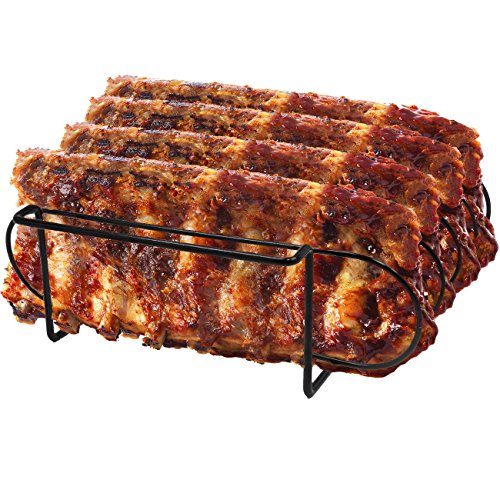 Sorbus&reg Non-stick Rib Rackndash Porcelain Coated Steel Roasting Standndash Holds 4 Rib Racks For Grillingamp Barbecuing