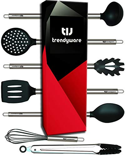 Kitchen Utensil Set - Non-Scratch Silicone Stainless Steel - Safe for Non-Stick Pots Pans Cookwares - Non Scratch Whisk