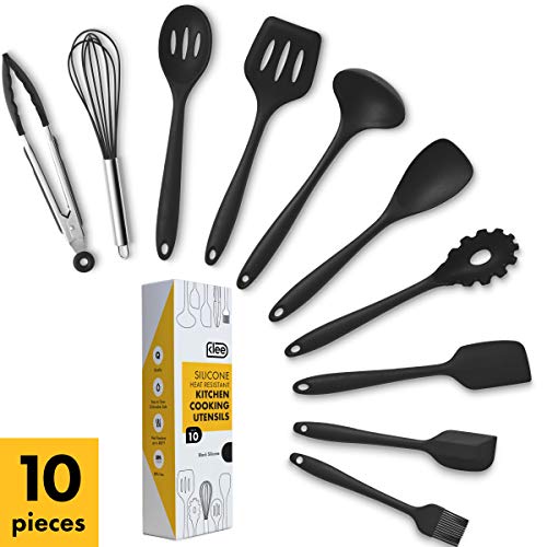 Klee 10-Piece Non-Stick Silicone Kitchen Utensil Set Black