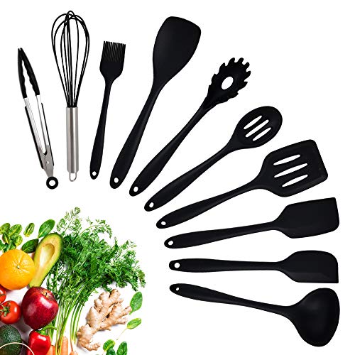 Silicone Cooking Utensils - Silicone Utensil Set - Cooking Utensils - Kitchen Silicone Utensil Set - 10-Piece Silicone Cooking Set - Heat-Resistant Silicone Kitchenware - Dishwasher Safe