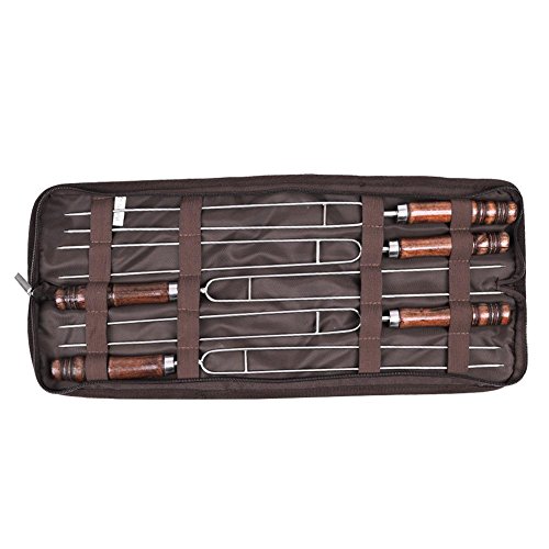 Livingly Light Selpa 5 pieceset Broiled BBQ Stainless Steel Meat Grill Fork Outdoor Cooking Utensils Tools Storage Case