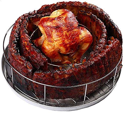 BBQ Guru Rib Rings - Rib Rack and Chicken Roaster for Smoking on Weber Green Egg Kamado Joe Vision Grill Dome Primo Grills Renewed