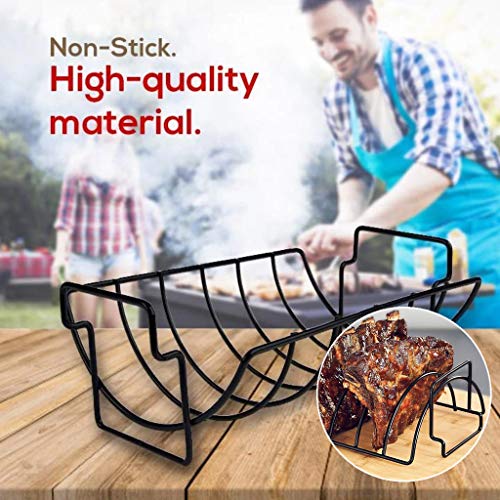 Nesee Rib Rack Grill Racks Pork Rib Rack Non Stick Rib Rack BBQ for Porcelain Coated Steel Roasting Stand Holds 5 Rib Racks for Grilling Barbecuing