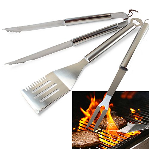 Bbq Barbecue Stainless Steel 3 Piece Grilling Grill Accesories Spatula Tongs Fork