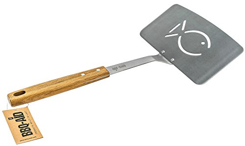 Metal Barbecue Spatula With Extra Large Turner - Sturdy Wooden Handle With Stainless Steel Core - By Bbq - Aid