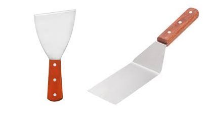 New Great Credentials Set of Extra-large 16-inch Long Grill Spatula Turner Spatula Barbecue BBQ Spatula Wcutting Edge and Grill Scraper Diner Grill Scraper Griddle Scraper Teppanyaki Grill Scraper Angle-slanted Blade Stainless Steel Commercia