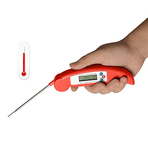 AGPtek Digital Meat BBQ Grill Thermometer with Probe - Instant Probe Read Red
