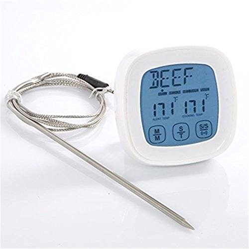 URBAN DEPOT Electronic Cooking Barbeque Thermometer Great for Oven or Grill BBQ or SmokerDigital Touchscreen Digital Operation with Stainless Steel Probe and Timer Value