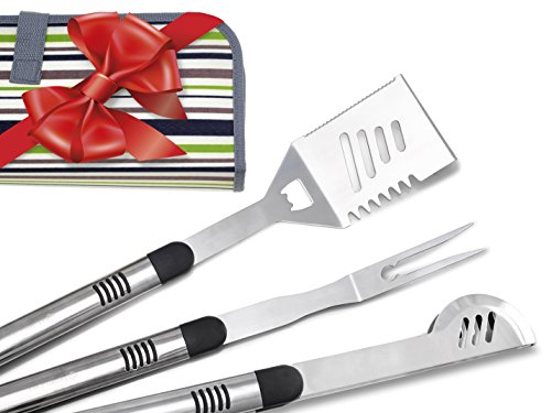Figtree-chef Luxury 3 Piece Bbq Tools Set With Zip-up Case - Superb Match With Your Weber Grill Makes A Perfect