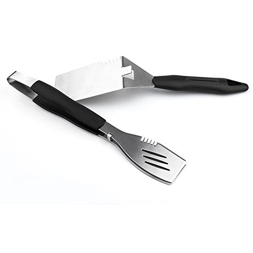 2-Piece Stainless Steel Grill Tool Set BBQ Spatula and Tongs Tool Set