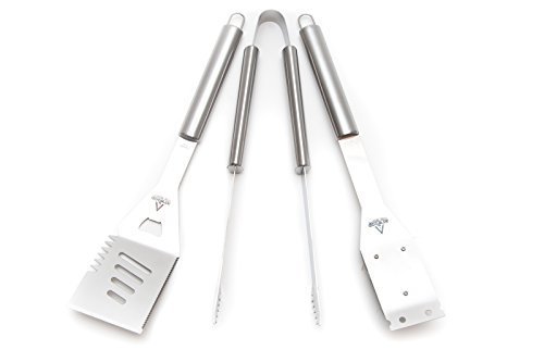 Atwood Grilling BBQ Grilling Tools Heavy Duty 430 Stainless Steel BBQ Set Professional Grade Grill Tools 16 Long Grilling Tool Set Includes Spatula Tongs Wire Brush Carry Case 2 Count 3 Piece