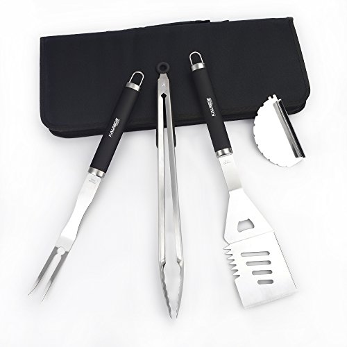 KALREDE 5PCS Stainless Steel Grill Tool Set with Portable Fabric Storage Case Ship from US Local