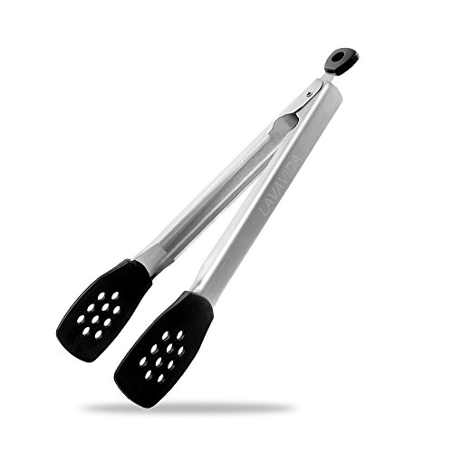 Lavavida Kitchen Tong 10 Inch With Silicone Tips For Extra Grip Premium Stainless Steel Kitchen Tool For Bbq