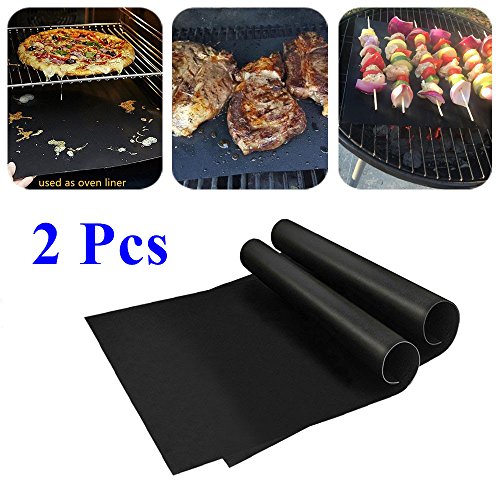 BBQ Grill Mats 2 Pcs 1575 x 13 Inches Lifetime Guarantee Nonstick Oven Liner BBQ Grill Mats for Electric Gas and Toaster Ovens Teflon Cook Sheets by InwildTek