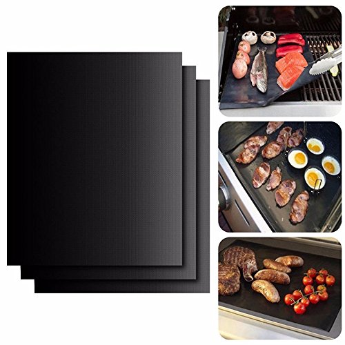 Easy Grill Sheets Mat for cooking on top the BBQ Reusable and Dishwasher safe set 3 piece of 13x1575