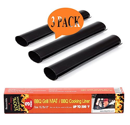 Grill Mat  Set Of 3 Non-stick Bbq Mats  Grilling Sheets For Oven Liners Baking And Barbecue