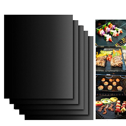 Grillcent Grilling Sheets Set Of 5 Nonstick BBQ Grill Mats Barbecue Mats For harcoal Electric Gas Grills