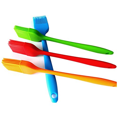 HornTide 4-Piece Silicone Brush Set Pastry Basting Grill Barbecue 85-Inch Heat Resistant Withstand 230°C 446°F Premium Cooking Utensils Multi-Color Brushes