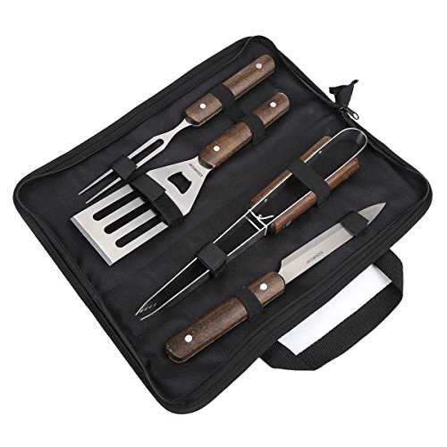 Ccbetter Thicker Stainless-steel Wood Handle Barbecue Bbq Tool Set Deluxe Grill Accessories Fabric Storage Case