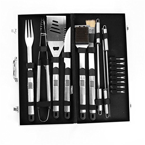 VolksRose Premium 18 Pieces Stainless Steel BBQ Set with Aluminum Storage Case - Heavy Duty Professional Outdoor Barbecue Grill Tool Accessories Kit - Perfect Christmas Gifts Idea