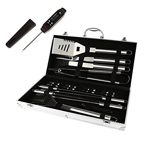 Arctic Monsoon 19 Pieces Bbq Grill Tools Set Stainless Steel Grilling Utensils Accessories With Carrying Case
