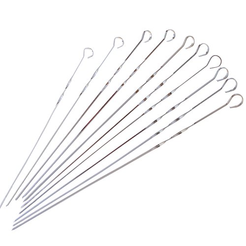 Chichic Set Of 10 Barbecue Skewers Stainless Steel Bbq Needle Barbecue Accessories Tools Barbecue Grill Sticks
