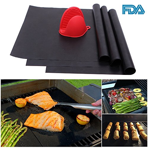 Golden V Bbq Grill Mat Set Of 3 16&quot X 13&quot Nonstick Reusable Grilling Accessories Easy To Clean Bonus 1pc Of