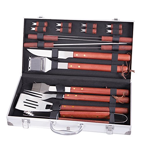 Royal Gourmet Deluxe 18 Pieces Stainless Steel BBQ Tool Set with Aluminum Carry Case - Best Value Grill Accessories Professional TF1804W