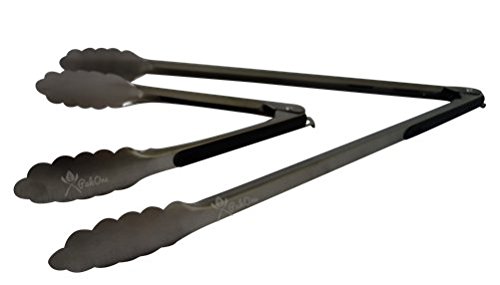 Bbq Grill Salad Serving Tong 2 Pack Set With Wide Scalloped Gripping Edge 9-inamp 16-in