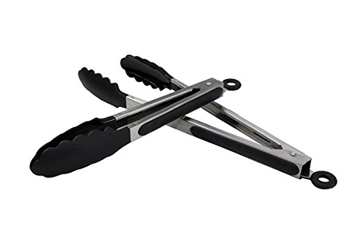 Maxware 2-piece Tong Set - 9&quot Salad Tongs  12&quot Barbecue bbq Tongs - Stainless Steel Food Tongs Silicone Kitchen