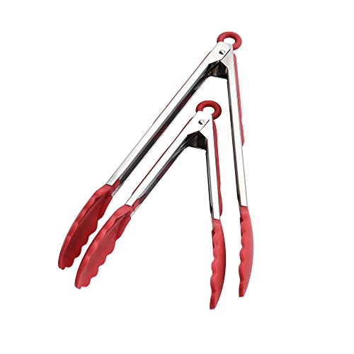 Newlemo Set Of 2 Good Grip Kitchen Tongs With Silicone Tipsbbq Tongs Silicone