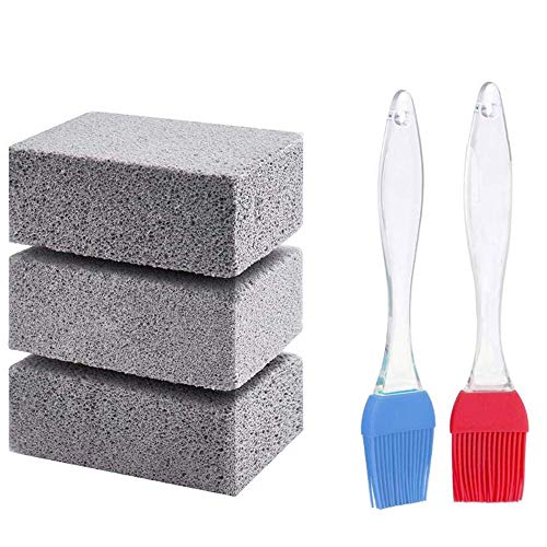 U-Likee Griddle Grill Cleaning Brick for Barbecue-Grill Cleaning Stone for Removing Stains BBQ Cleaning-Silicone Basting Brushes A Set of 5