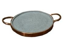 Brazilian Soapstone Grill Pizza Pan Copper Handles - Non-toxic Stone Cookware