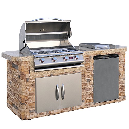 Cal Flame LBK-701-AS Natural Stone Grill Island With 4 Burner Stainless Steel Gas Grill 7Medium