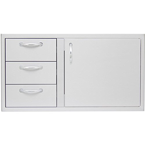 Blaze Blz-ddc-39r Door-drawer Combo With 304 Stainless Steel Construction Rounded Handles And 3 Drawers In Stainless