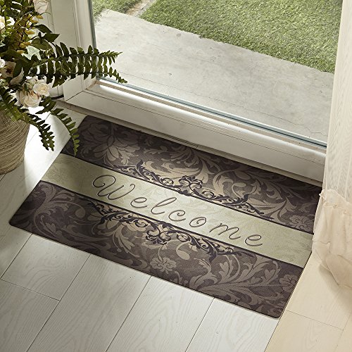 Amagebeli 18&quot X 30&quot Welcome Indoor Door Mat Non-slip Printing Doormat Floral Leaf Rug Carpet Entrance Floor Mats