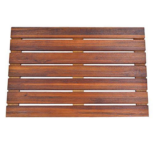 GLS Bathroom Spa Shower or Door Floor Mat in Solid Teak Wood