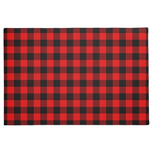 Rubber Front Floor Door MATS Traditional Red Black Buffalo Check Plaid Pattern Doormat Welcome Door Mats Indoor Outdoor