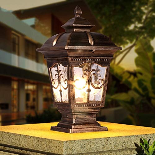 Abgail Outdoor Waterproof E27 Column Headlight European Fence Pole Wall-mounted Lights Villa Garden Courtyard Pillar Lamp Aluminum Glass Fashion Landscape Streetlights Exterior Gate Lawn Entrance Pill