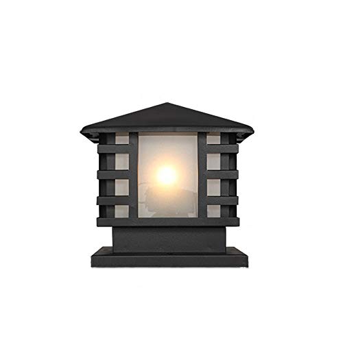 European Retro Outdoor Lighting Lantern Garden Rain Frosted Glass Post Light 1-Light Exterior Die-cast Aluminum Exterior Pillar Lantern Light Deck Island Column Lamp Size  3029cm