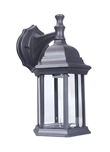 LIT-PaTH Outdoor Wall Lantern Wall Sconce Light as Porch Lighting Fixture with One E26 Base Max 100W Aluminum Housing Plus Glass Matte Black Finish Water-Proof Outdoor Rated