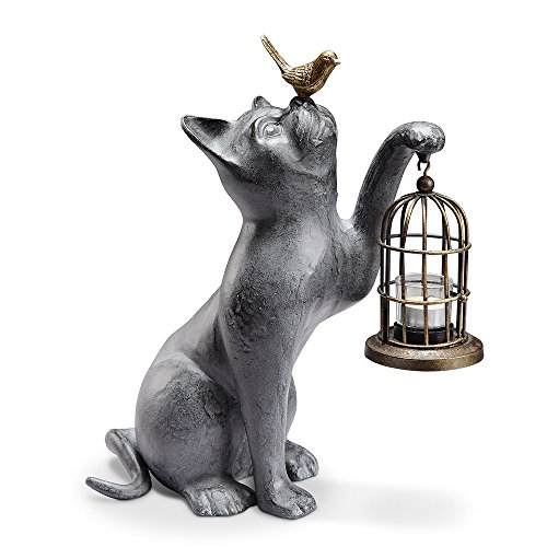 SPI Night of Discovery Aluminum and Glass Cat Garden Lantern