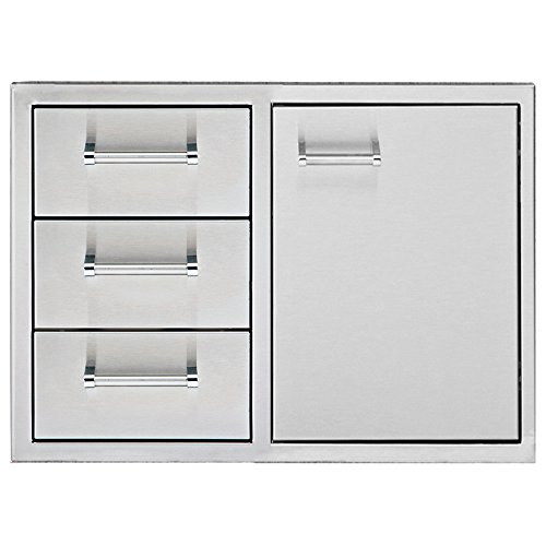 Delta Heat DHDD303-B 30 Wide Stainless Steel Access Door and Drawer Storage Combo with 3