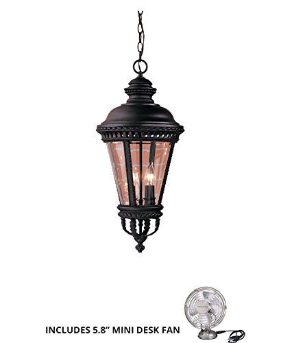 Feiss OL1911BK Castle Cast Aluminum Outdoor Ceiling Lighting 240watt Black Includes Mini Desk Fan