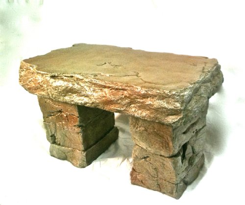 &quotgarden Bench&quot Cast Stone Granite Rock Bench 3 Piece Patio Furniture Concrete Bench Hand Sculpted Rustice Garden
