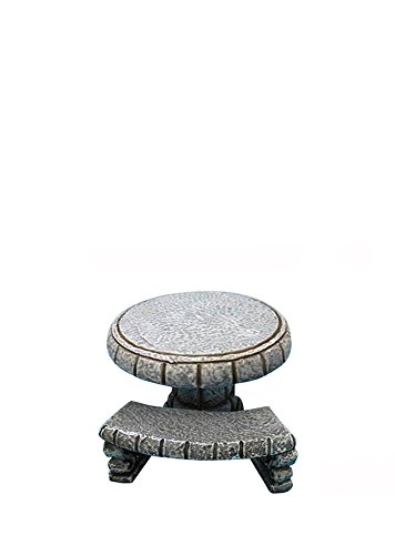 All Line Fairy Garden Stone Table with 3-Bench Figurines