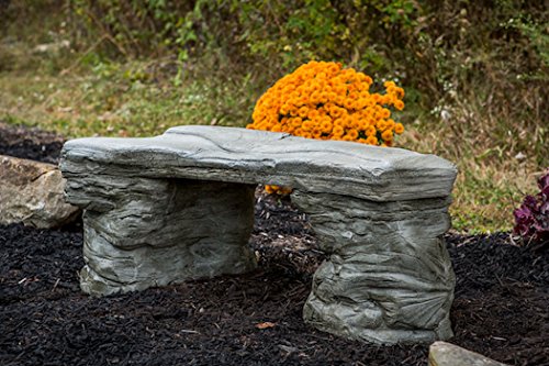 Cast Stone Petrified Rock Bench Outdoor Garden Bench Sandstone Patio Chair 3 Piece Hand Sculpted Rustic Garden