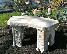 Cast Stone Roman Curve Castle Rock Bench 3 Piece Hand Sculpted Rustice Garden Decor