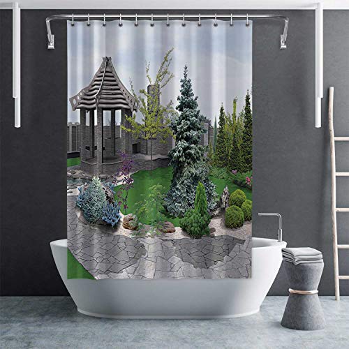 C COABALLA Alfresco Living Area Eco Friendly Shower Curtain with HooksNo Chemical Odor and Rust Proof Grommet